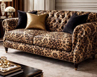 Luxury Leopard Print Upholstery Fabric: Durable Animal Pattern Home Decor