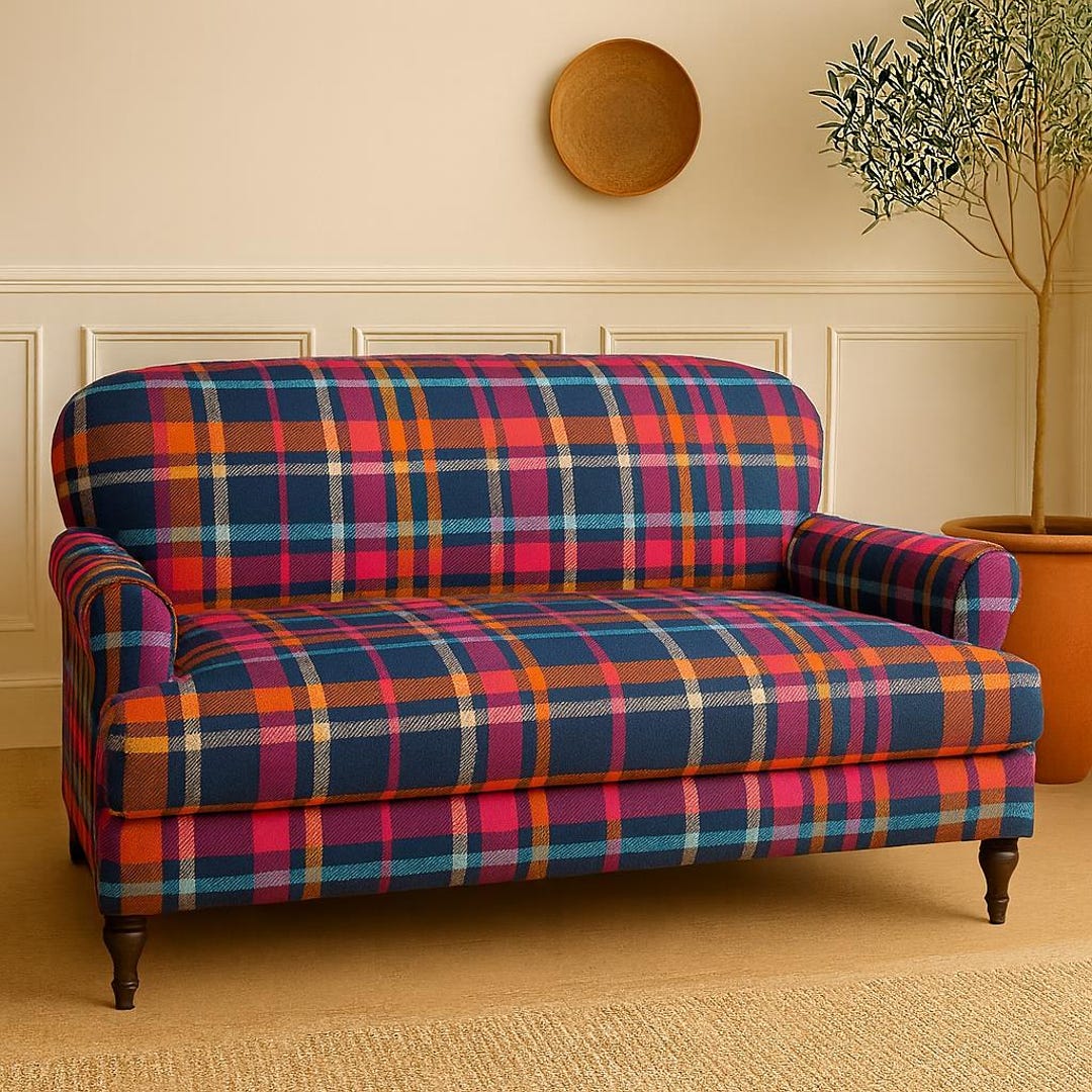Plaid Upholstery Fabric, Rustic Tartan Check Pattern, Home Decor ...
