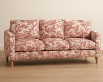 Red Toile de Jouy Upholstery Fabric French Country Decor