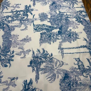 Cobalt Blue Toile Upholstery Fabric: Vintage Style, 150cm Wide - Etsy