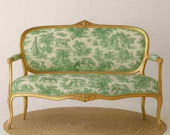 Vintagegrönt Toile-klädseltyg: Heminredning i fransk stil, 150 cm brett