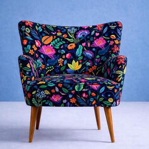 Mini Flower Black Upholstery Fabric by yard ,Sofa Curtain Lampshade Tablecloth Fabric
