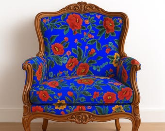 Floral Upholstery Fabric – Embroidered Look, Home Decor Fabric by the Yard
