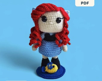 Amigurumi Häkelanleitung für eine Prinzessinnenpuppe (PDF) | Kawaii Meerjungfrauenpuppe