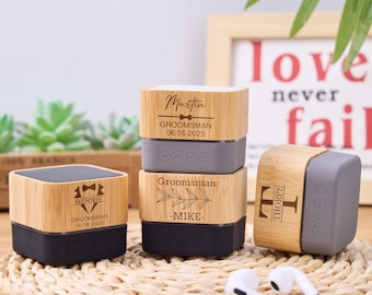 Custom Engraved Bamboo Bluetooth Speaker,Music Box,Portable Bluetooth Speaker,Wood Wireless Speaker,Mini Wood Speaker,Groomsmen Gift for Him
