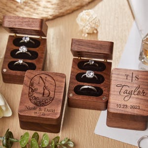 Personalized Triple Flip Wooden Ring Box,Triple Ring Box,Engraved Ring Box,Wedding Band Holder,Proposal Ring Box Holder,Anniversary Gifts