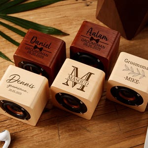 Altavoz Bluetooth personalizado, caja de música, altavoz Bluetooth portátil, altavoz inalámbrico de madera, mini altavoz de madera, regalo personalizado para él