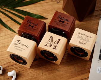 Altavoz Bluetooth personalizado, caja de música, altavoz Bluetooth portátil, altavoz inalámbrico de madera, mini altavoz de madera, regalo personalizado para él