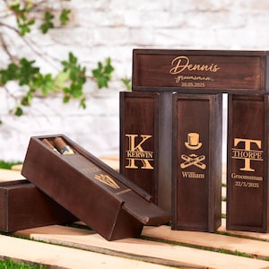 Personalized Cigar Humidor Gift For Men,Premium Cigar Box,Engraved Wooden Cigar Case Groom,Groomsmen Gift,Best Man Gift,Wooden gift box