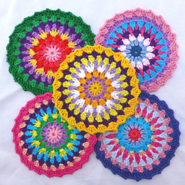 Colourful Crochet Mandalas Doilies Decoration, set of 5 (No.7)