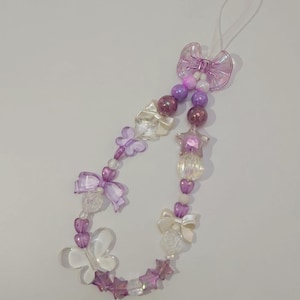 Cute Phone Charm,Phone Charm, Purple Butterfly Phone Charm, Beaded Phone Strap,Kawaii Phone Charm, Gift for Her,