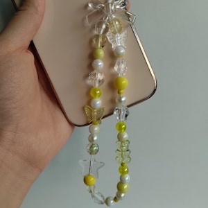 Cute Phone Charm, Yellow Phone Charm, Handmade Phone Charm, Handmade Smartphone Accessory, Beaded Charm, Y2K Phone Charm, Phone Charm