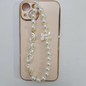 Cute Phone Charm, Phone Charm, Handmade Accessory, Beaded Charm, Baroque Pearl Phone Charm, Y2K Phone Charm, Elegant Phone Charm