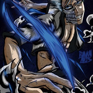 Grimmjow Jaggerjaquez | Espada No 6 | Bleach Illustration | Anime fanart | Bleach fanart | Anime wall decoration | Anime posters