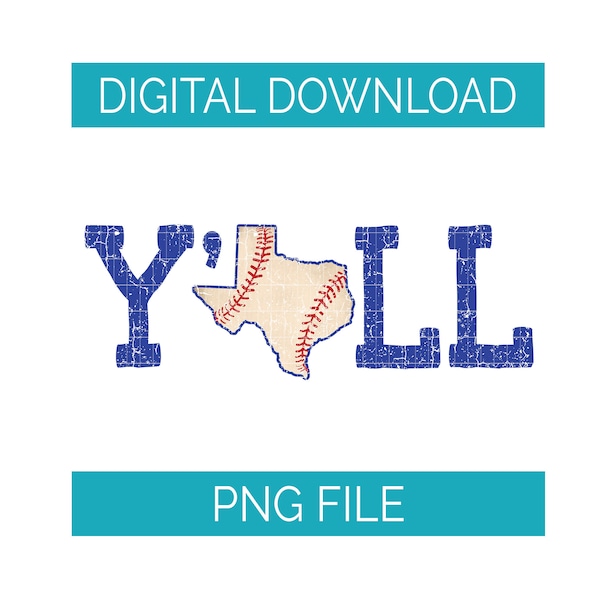 Digital Instant Download | Texas Baseball Y'all | PNG Printable File | Sublimation DTG DTF Digital Design