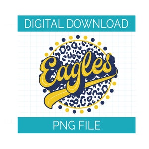 Digital Instant Download | Eagles Navy & Gold Leopard Circle Dots | PNG File | Sublimation DTG DTF Design