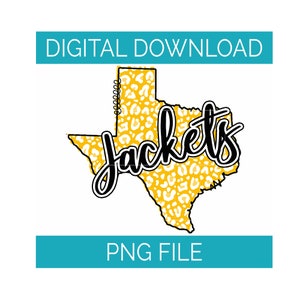 Digital Download | Leopard Texas Yellow Jackets | PNG File | Instant Download | Sublimation DTG Design