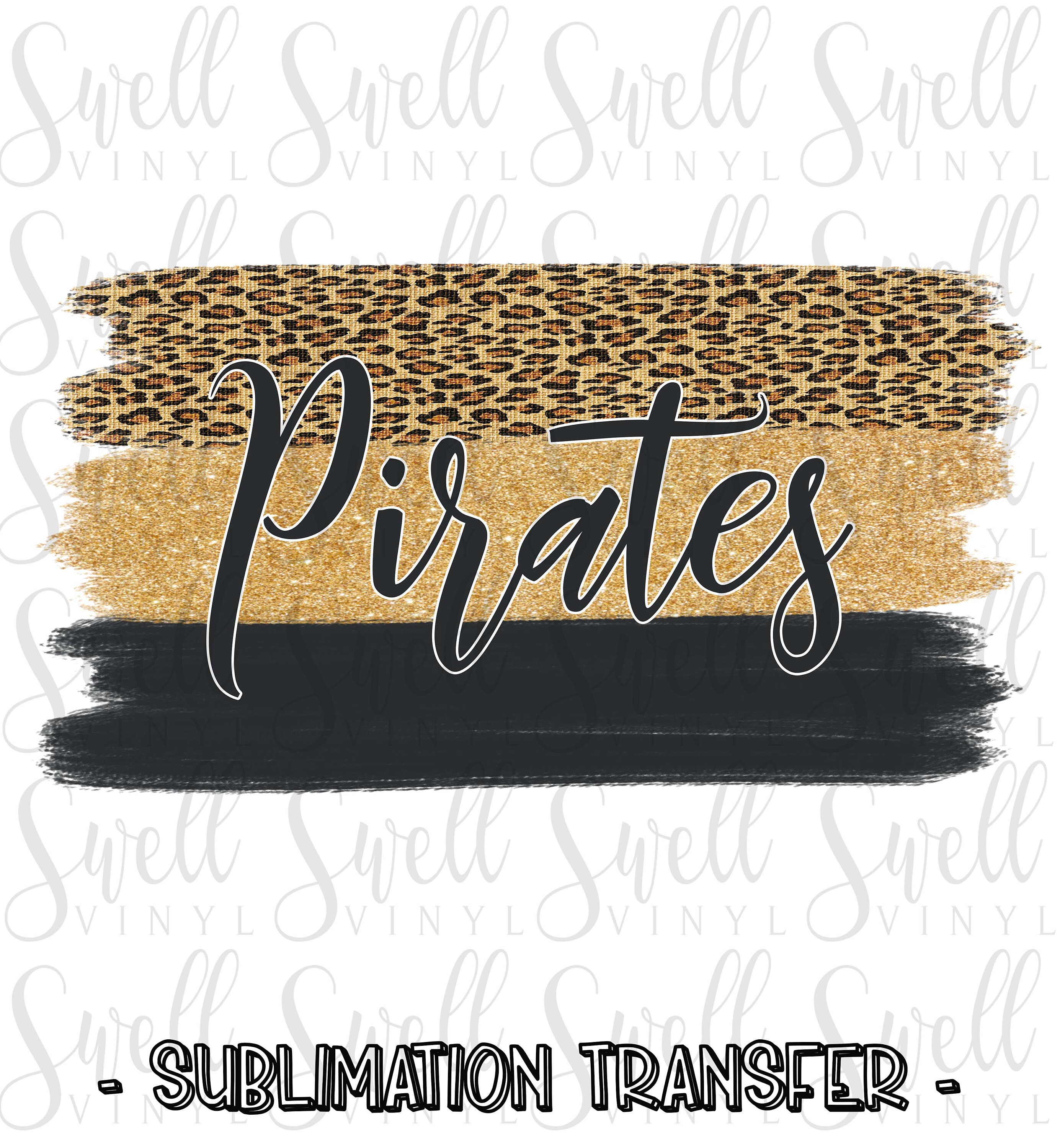 Sublimation Transfer Pirates Team Pride Leopard Gold Black 