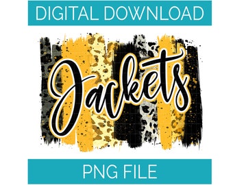 Digital Download | Team Paint Brush Stroke | Jackets Yellow Gold Black | PNG File | Instant Download | Sublimation DTG DTF Digital Design