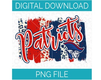 Digital Download | Patriots Mascot Paint Brush Strokes | Red Navy | PNG File | Instant Download | Sublimation DTG Design