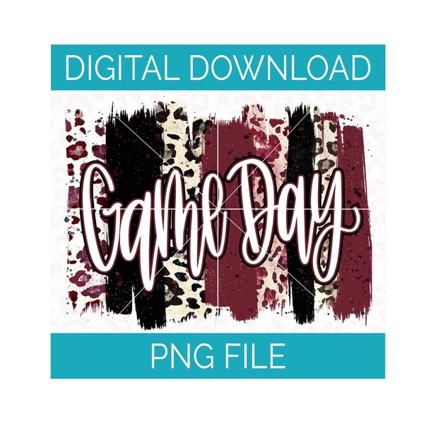 Digital Download | Game Day Maroon Black and Gray Paint Brush Strokes | PNG File | Instant Download | Sublimation DTG DTF Digital Design