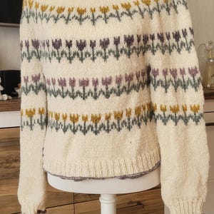 Sweater knitted handmade size S/meter light friendly alpaca merino wool