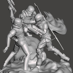 3D Printed Statue - Mandalorian Battle DIY Assembly And Painting Model Kit