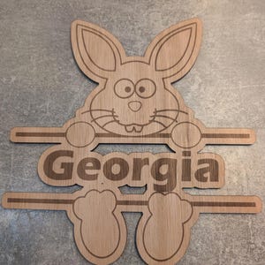 Personalised Bunny Name Plaque – Cute Kids Door Sign In Plywood