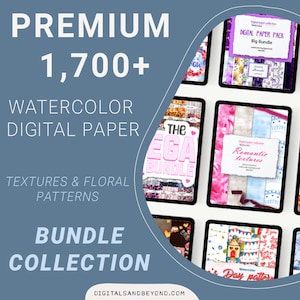 Oltre 1700 carte digitali per acquerelli, texture di carta per acquerelli, fondali, texture di carta bianca, clipart di carta per album, motivi senza soluzione di continuità, POD