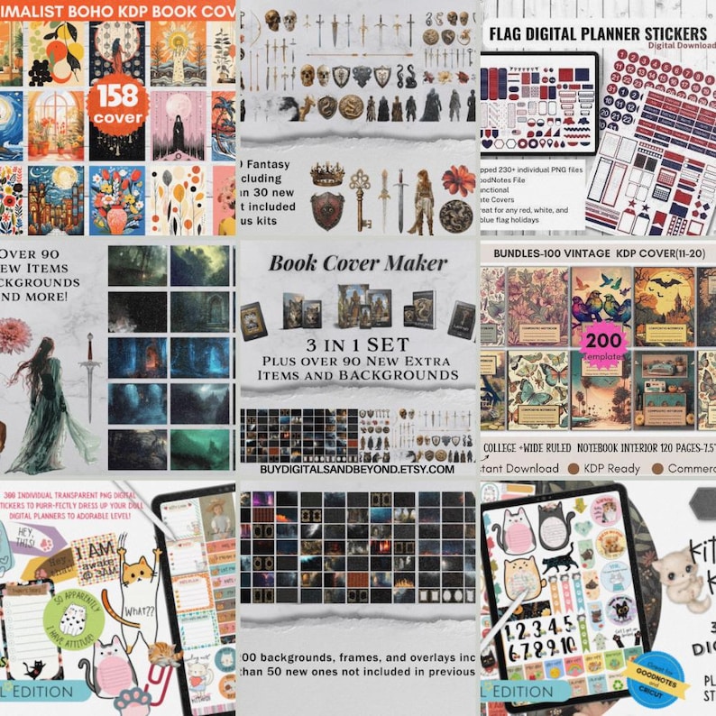 200000+ Digital Planner Goodnotes Stickers, Sticker Book and Covers Mix ...