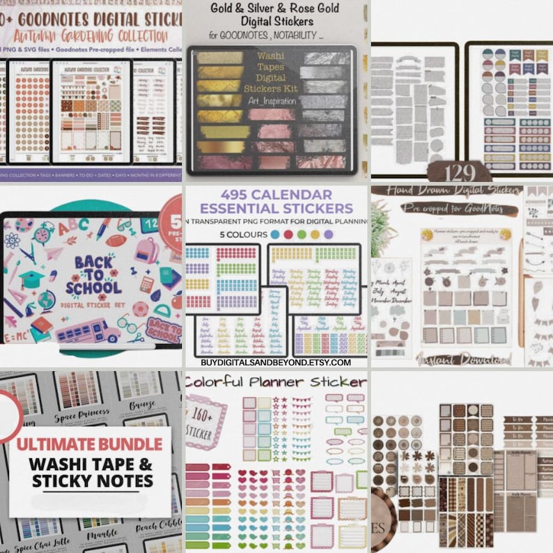 200000+ Digital Planner Goodnotes Stickers, Sticker Book and Covers Mix ...
