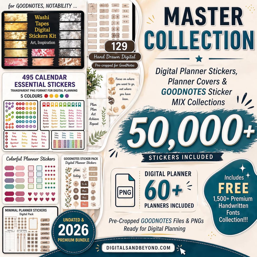 50000+ Goodnotes Digital Stickers, Planner PNG Stickers (digital ...