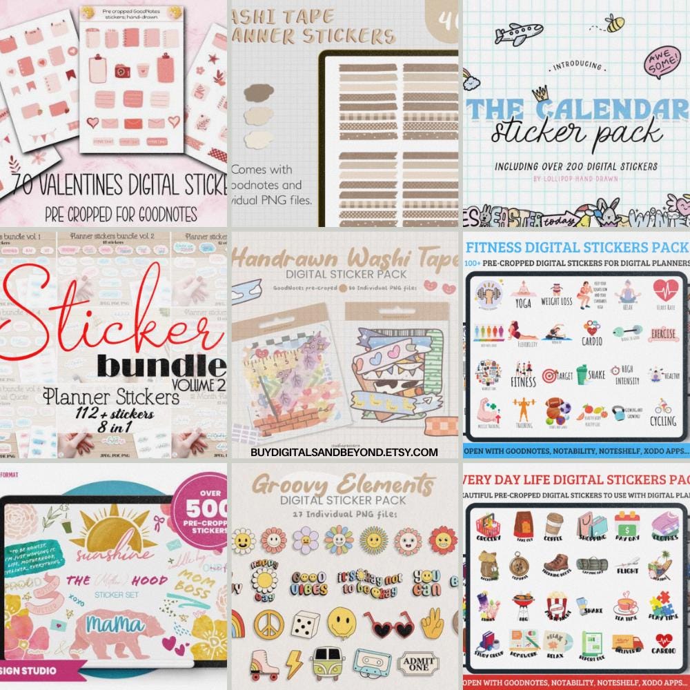 200000+ Digital Planner Goodnotes Stickers, Sticker Book and Covers Mix ...
