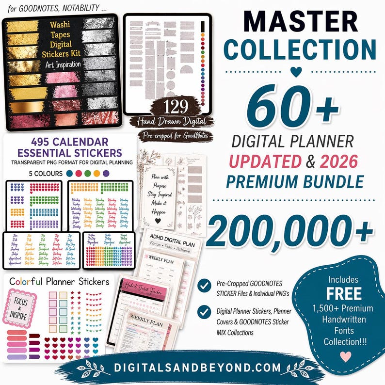 Ultimate Goodnotes Sticker & Digital Planner Bundle – 200,000+ PNG ...