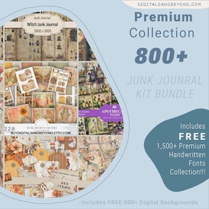 Kit con más de 800 papeles digitales para diarios basura, fondos imprimibles, planificadores, brujas, cartas de amor, álbumes de recortes, bodas, otoño, fases lunares
