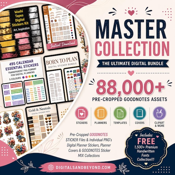 88,000+ Digital Planner Stickers, Precropped PNG, Goodnotes Stickers (Digital Download)