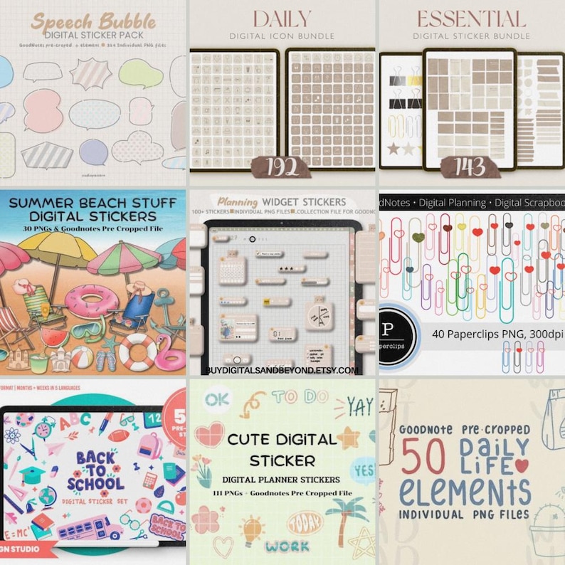 200000+ Digital Planner Goodnotes Stickers, Sticker Book and Covers Mix ...