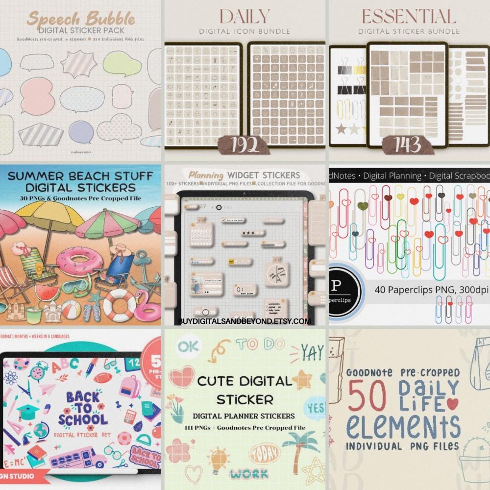 200000+ Digital Planner Goodnotes Stickers, Sticker Book and Covers Mix ...