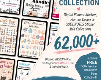 62000+ Goodnotes Digital Stickers bundle, iPad Planner PNG Stickers (Digital Download)