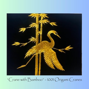 Crane with Bamboo - 1001 Origami Cranes Art