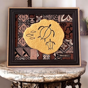 Honu Ki&#39;i Pohaku, Petroglyph Art 2 from Hawaii with Frame