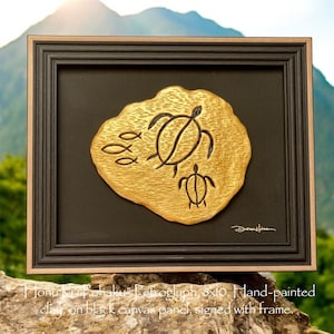 Honu Ki&#39;i Pohaku, Petroglyph Art 1 from Hawaii with Frame