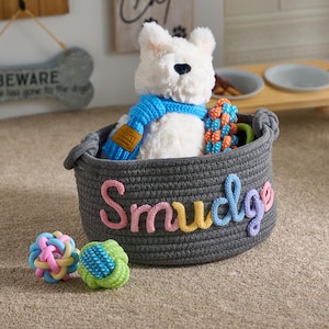 Personalisierter Haustierkorb · Seil-Baumwollkorb · Haustiername-Geschenk · Katzenkorb-Geschenk · Hundekorb-Geschenk
