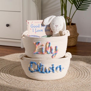 Personalisierter Korb · Baby-Geschenk · Personalisierter Babyparty-Geschenkkorb · Seil-Baumwollbaby-Geschenkkorb · Aufbewahrungskörbe · Spielzeugkorb
