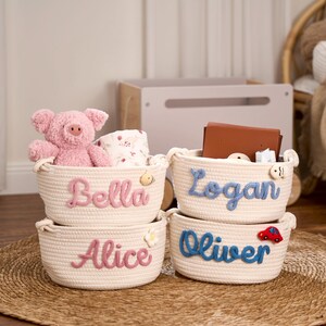 Personalisierter Korb · Baby-Geschenk · Personalisierter Babyparty-Geschenkkorb · Seil-Baumwollbaby-Geschenkkorb · Aufbewahrungskörbe · Spielzeugkorb