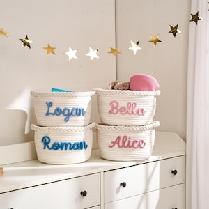 Personalisierter Twist Korb · Baby Geschenk · Personalisierter Babyparty Geschenkkorb · Seil Baumwolle Baby Geschenkkorb · Chroma Spielzeugkorb