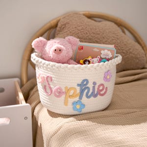 Personalisierter Twist Korb · Baby Geschenk · Personalisierter Babyparty Geschenkkorb · Seil Baumwolle Baby Geschenkkorb · Chroma Spielzeugkorb