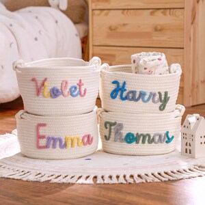 Personalisierter Korb · Baby-Geschenk · Personalisierter Babyparty-Geschenkkorb · Seil-Baumwollbaby-Geschenkkorb · Aufbewahrungskörbe · Spielzeugkorb