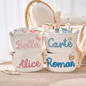 Personalisierter Korb · Personalisierter Babyparty-Geschenkkorb · Seil-Baumwollkorb-Babypartygeschenk · Aufbewahrungskörbe · British made