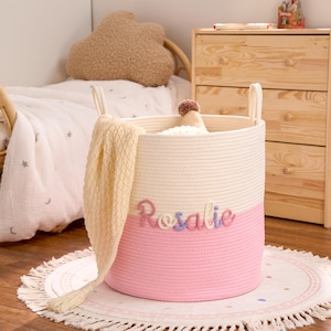Personalisierter Korb · Baby-Geschenk · Personalisierter Babyparty-Geschenkkorb · Seil-Baumwollbaby-Geschenkkorb · Aufbewahrungskörbe · Spielzeugkorb